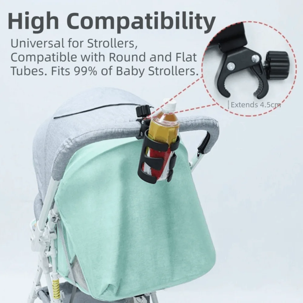 360° Rotatable Baby Stroller Cup Rack Anti-Slip Non Perforated Bicycle Kettle Holder Durable Practical Water Bottle Organiser