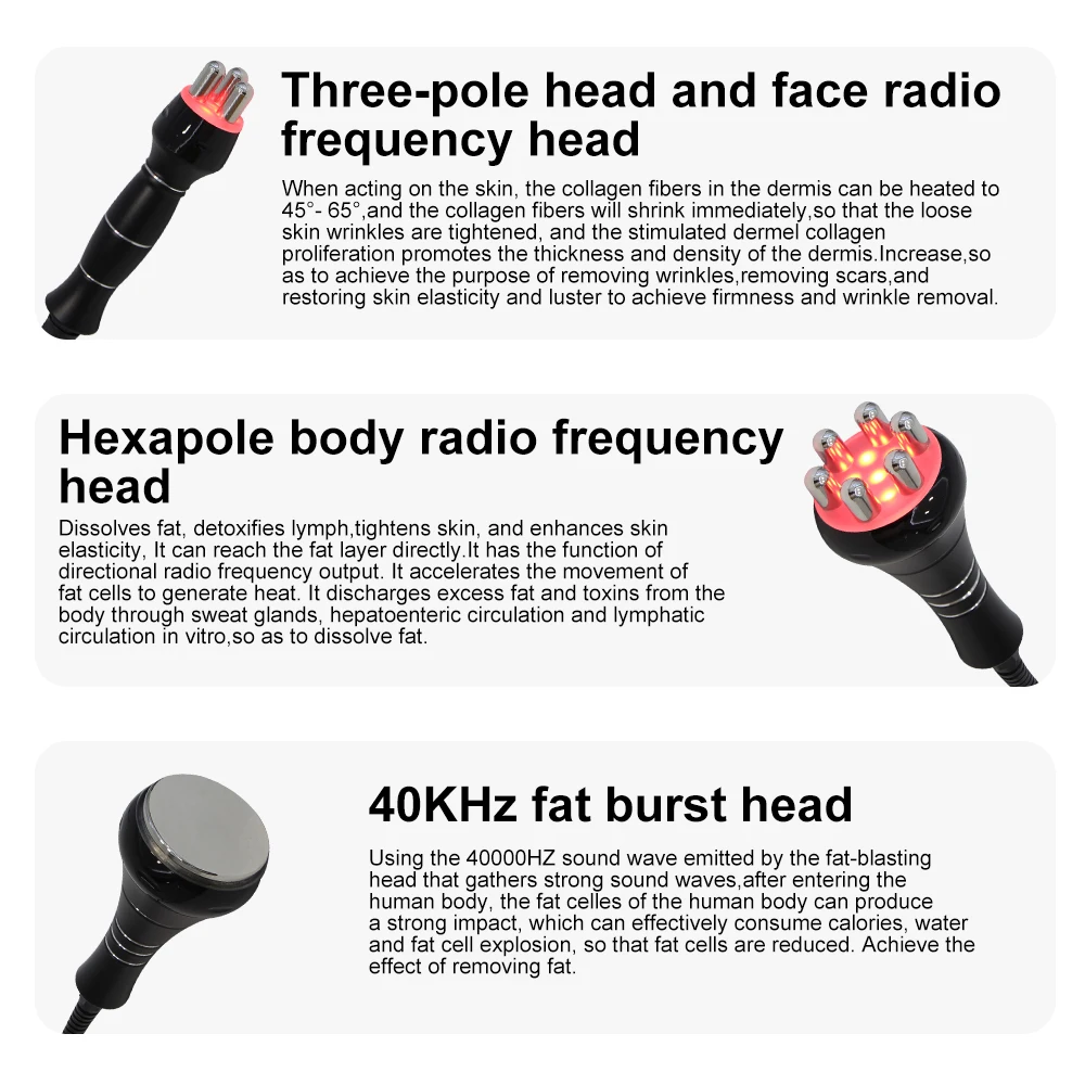 3 في 1 آلة التجويف بالموجات فوق الصوتية 40K مدلك الوجه رفع الدهون إزالة الجسم التخسيس العناية بالبشرة تشديد جهاز الجمال