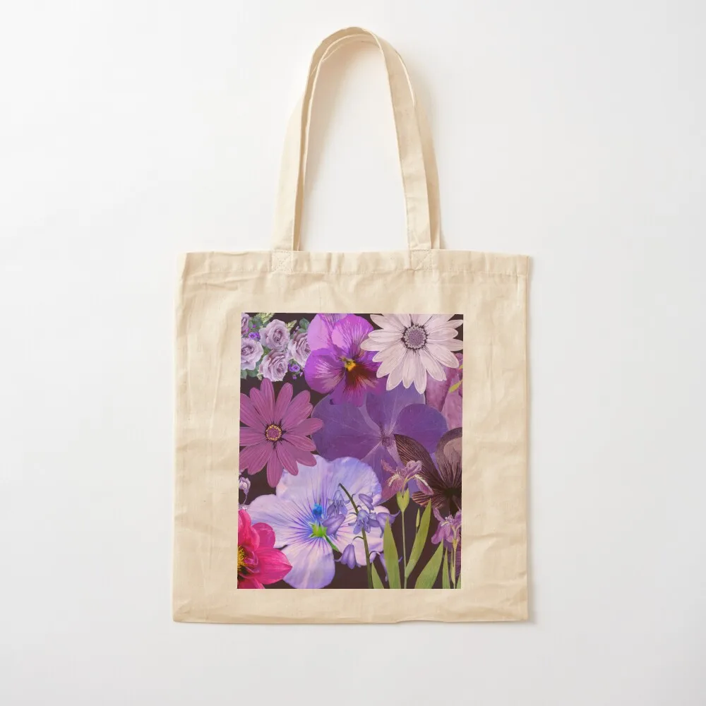 

Purple Flower Collage Tote Bag bags luxury women Canvas