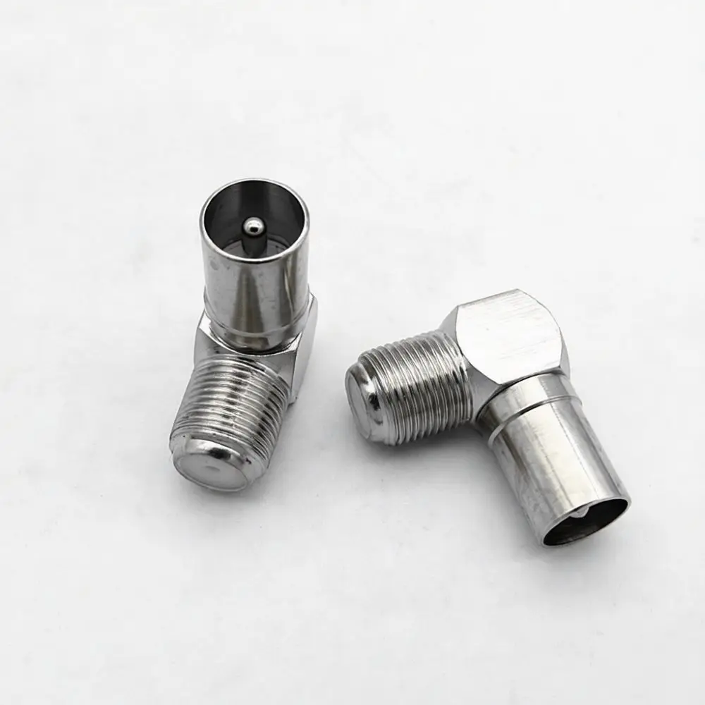 Coaxial F Type Female To 9 5mm TV Male Connector Right Angle Adapter Metallic RF Signal Plug For TV