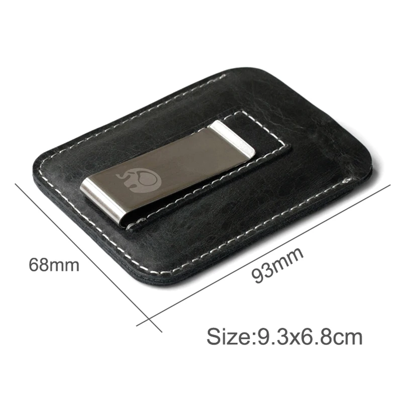 Thin Leather Money Clip Mini Wallet Men Credit Card Slot Slim Bills Metal Cash Clamp For Man Small Billfold Holder