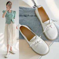 AIYUQI Genuine Leather Sneakers Women 2026 New Lace-up Women Loafers Casual Flat Cow Tendon Sole Nurse Shoes Women