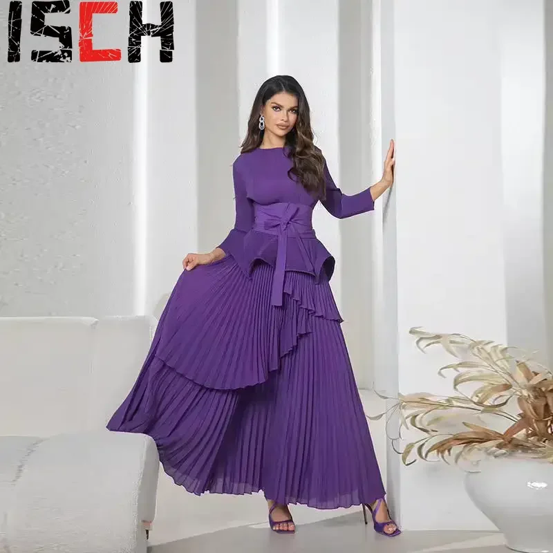 Pleats Pleated Skirt Suit Commuter Elegant 2024 New Women's Suit Temperament Fashion Long Skirt Popular Big Size Women's Suit