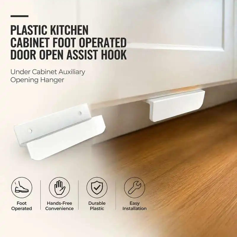 Plastic Kitchen Cabinet Foot Operated Door Open Assist Hook Under Cabinet Auxiliary Opening Hanger