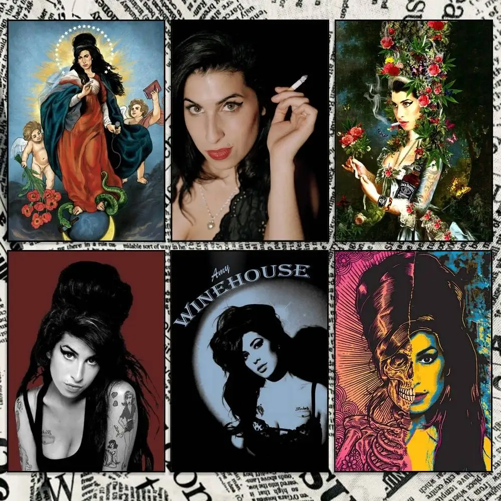 Retor 60S A-Amy Jade Winehouse Poster High Quality Dorm Living Room Aesthetic Wall Decoration Painting Stickers Gift