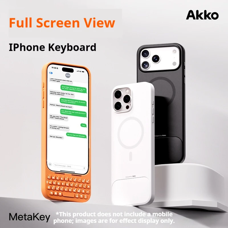 Akko Metakey Mobile Keyboard Suitable For Iphone 17 Promax Protective Phone Case Plug Play White Backlit Magnetic Suction Cute - Image 3