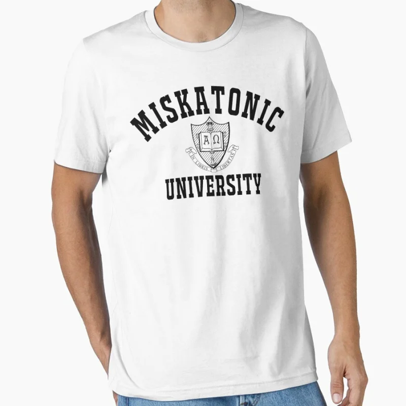 

Miskatonic University Black & White Logo 1128 Scary Halloween Gift T shirt Large size Tops Horror Cthulhu Scifi Print clothes