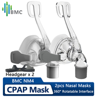 BMC 2pcs NM4 CPAP Nasal Mask For CPAP/BiPAP Machine With 2pcs Headgear Apnea Mask For Sleep Apnea OSAHS OSAS Anti Snoring Mask