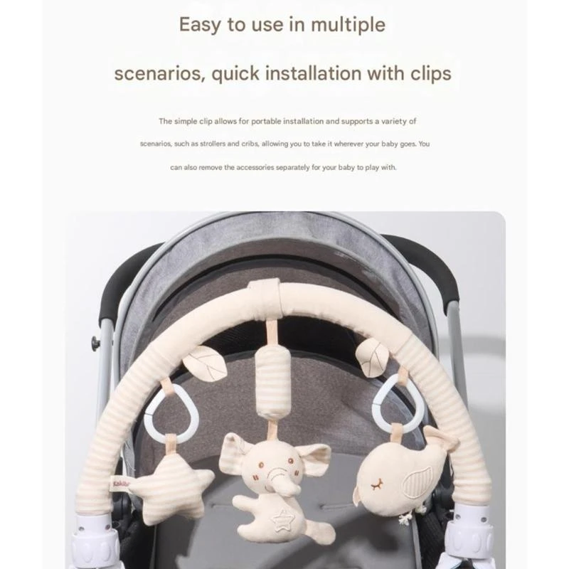 لعبة قطيفة معلقة تنموية للرضع، مشبك عربة أطفال آمن، تصميم قابل للغسل، 15UB #2