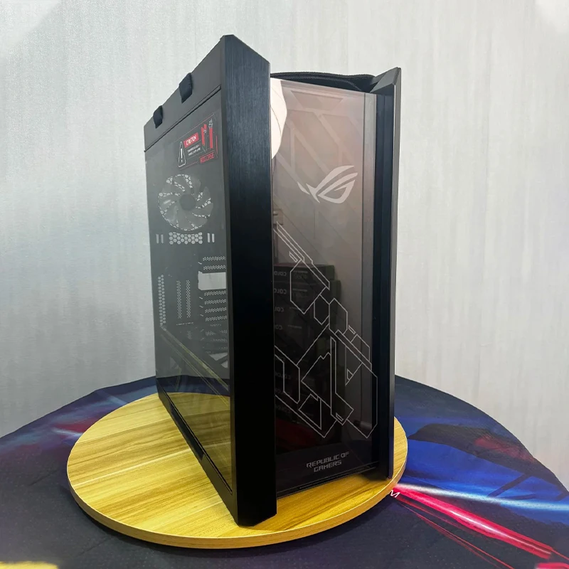 هيكل سطح المكتب Rog Gx601 Rgb هيكل شفاف جانبي كامل البرج Atx مبرد بالماء ملحقات ألعاب الرياضة الإلكترونية هيكل المضيف