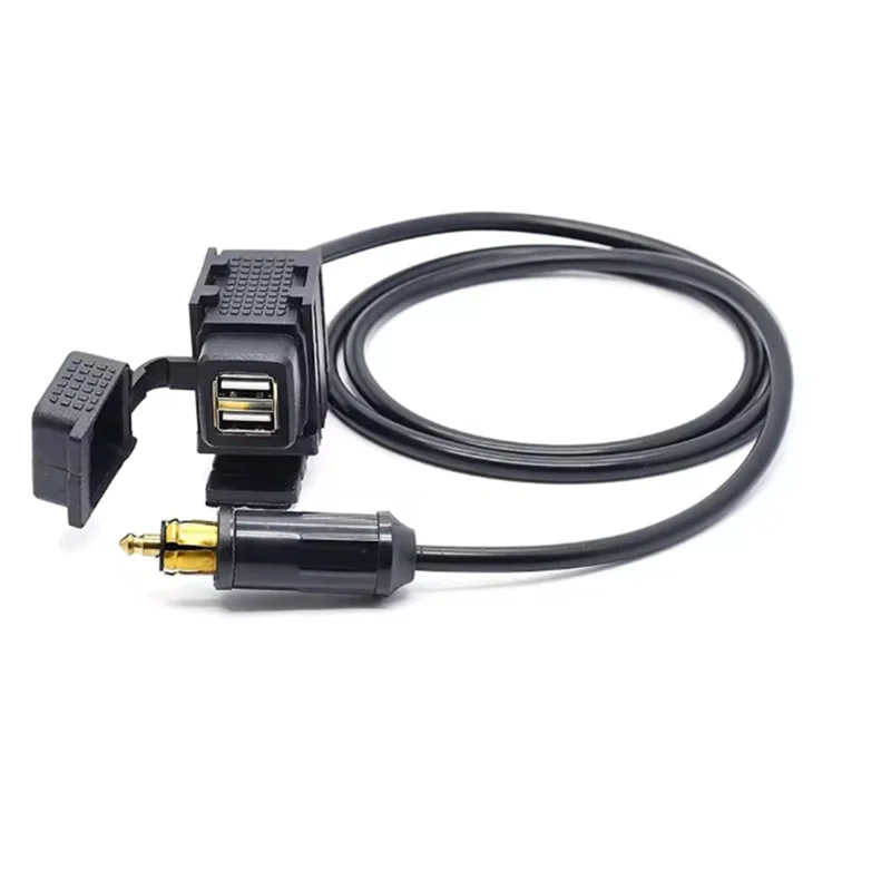 Motorcycle Dual USB Charger Socket Power Adapter With 150Cm Cable For GPS Navigation For Phone Satellite Satnav EU Plug