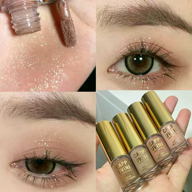 Barra de sombra de ojos líquida con purpurina marrón, pigmento de rubor de contorno, brillo fino, mate, Natural, para mejillas, leche, café, sombra, crema, maquillaje de ojos