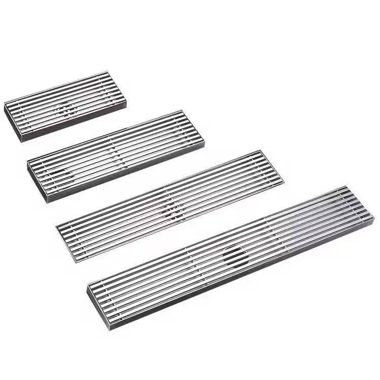 Modern Long Drain Rectangular Floor Drainer Stainless Steel Brushed 8*30cm Linear Shower Floor Drain