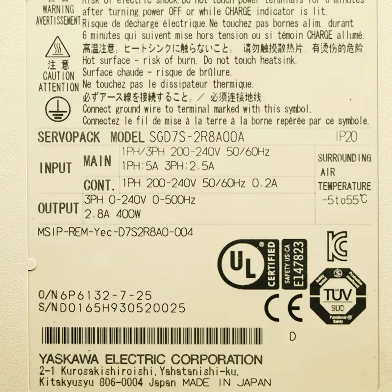 New and Original 1 Year Warranty SGD7S-2R8A00A  SGD7S2R8A00A PRICE Sigma7 Single Axis Servopack Servo Drive 200V 0.4KW