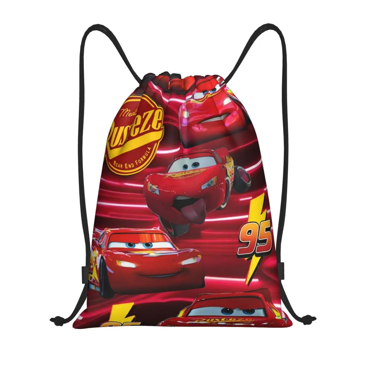 

Custom Lightning McQueen Drawstring Backpack Bags Men Women Lightweight Cars Toons Gym Sports Sackpack Sacks for Training