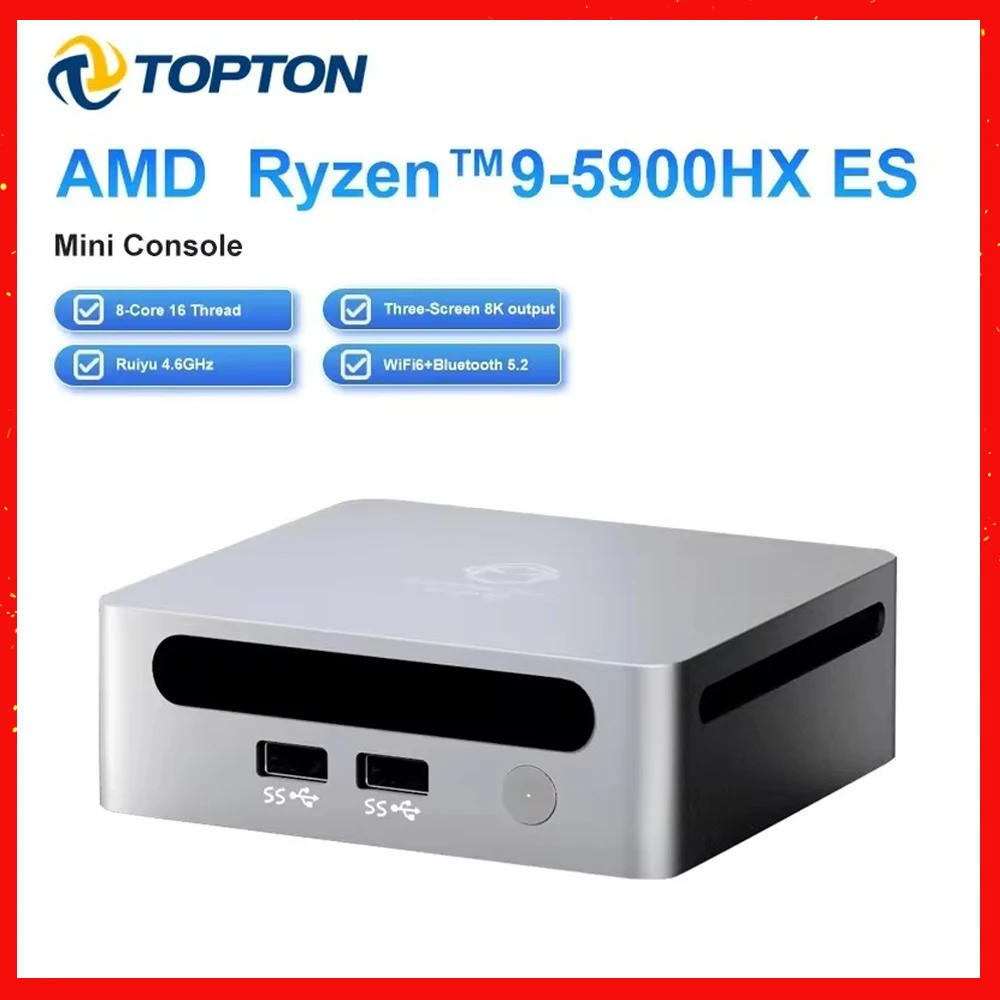 

Cheap AMD Ryzen 9 5900HX ES 5800H ES Mini PC Windows 11 Pro DDR4 3200MHz NVMe SSD Mini PC Gamer Office Computer 3x4K HTPC WiFi6