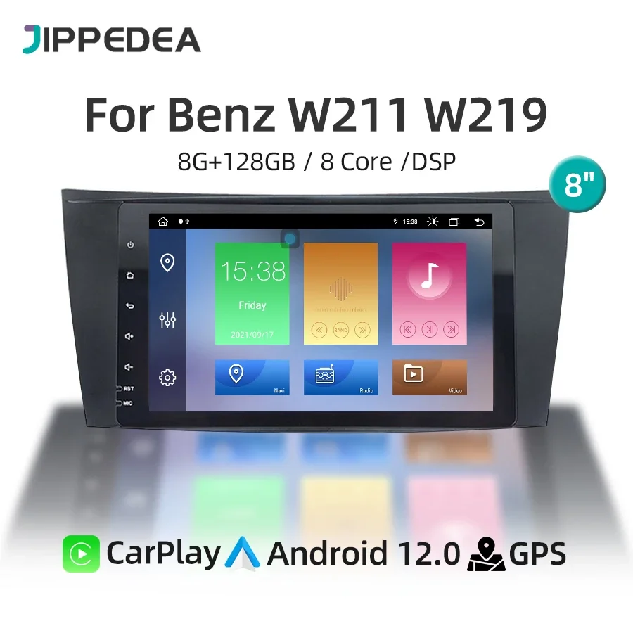 

Автомагнитола CarPlay Android 12, мультимедийный плеер для Benz W211 W219 W209 2005-2010, Автомобильная GPS-навигация, 4G, Wi-Fi, Bluetooth головное устройство