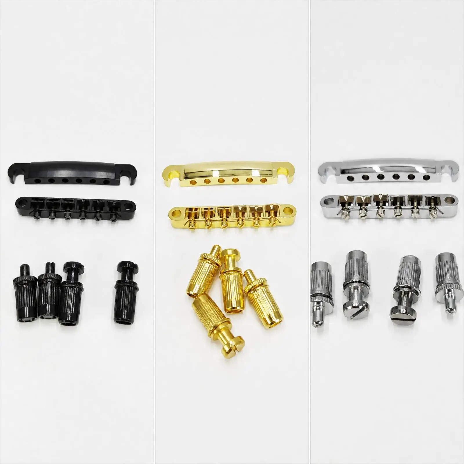 Six String Guitar Bridge with Tailpiece for Solid Body Electric Zinc Alloy Construction with Sturdy Resonance Transfer