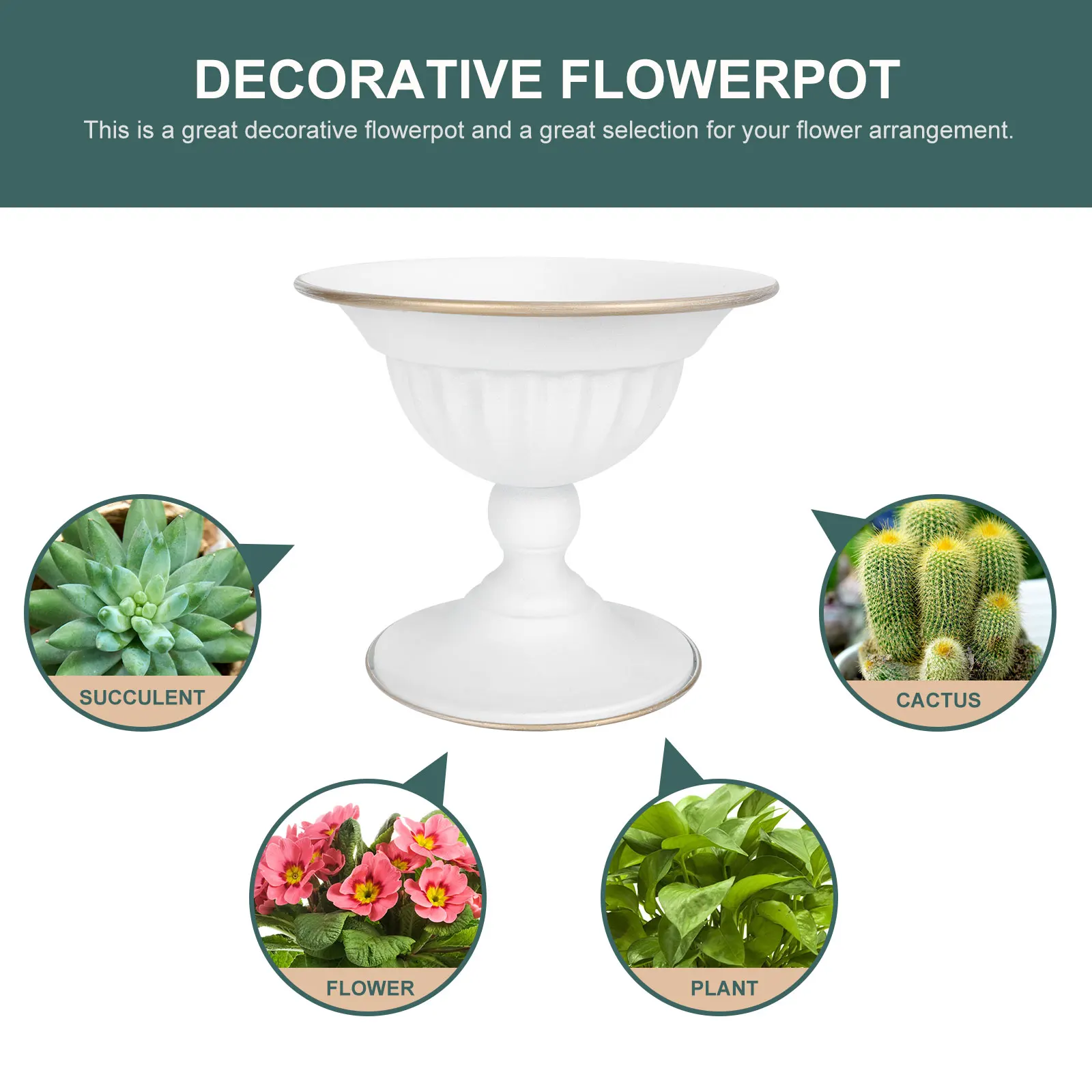 

Desktop Vase Metal Flower Pot Table Decoration Office Floral Arrangements Holder Iron White
