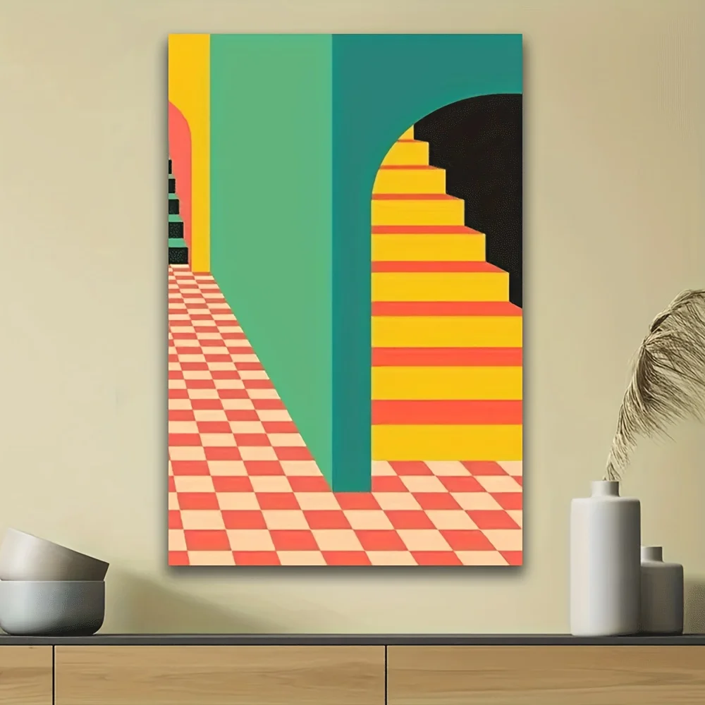 1pc frameless Canvas Painting 1pc, Abstract Geometry, Background Decoration, Holiday Gift, Birthday Gift, Valentine'S Day, New Y