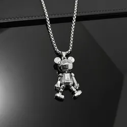 Gothic Limbs Movable Bear Pendant Necklace Hipster Male Hip Hop Punk Couple Long All-In-One Sweater Chain Jewelry Accessory Gift