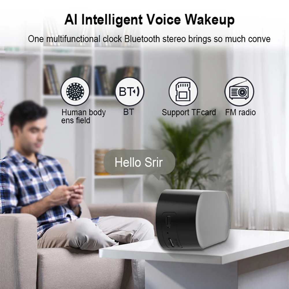 デュアルアラーム付きデジタル目覚まし時計,btスピーカー,リビングルームとオフィスの装飾