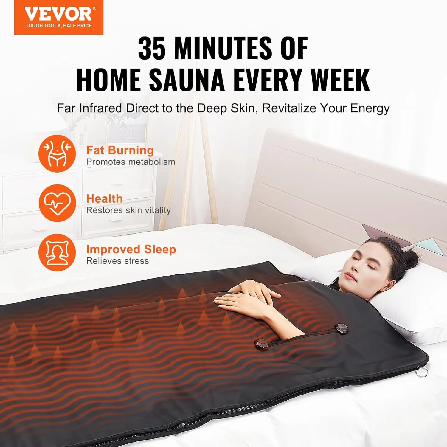 Vevor Far Infrared Carbon Heating Sauna Blanket For Detoxification, Portable Far Infrared Sauna For Home With Arm Holes For