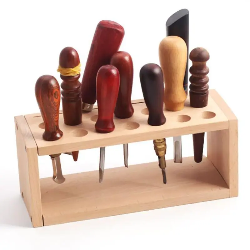 Wooden Leather Tools Storage Box Shelf Leather Tool Organizer Leathercraft Tools Holder Punch Tools Storage Box Organizer