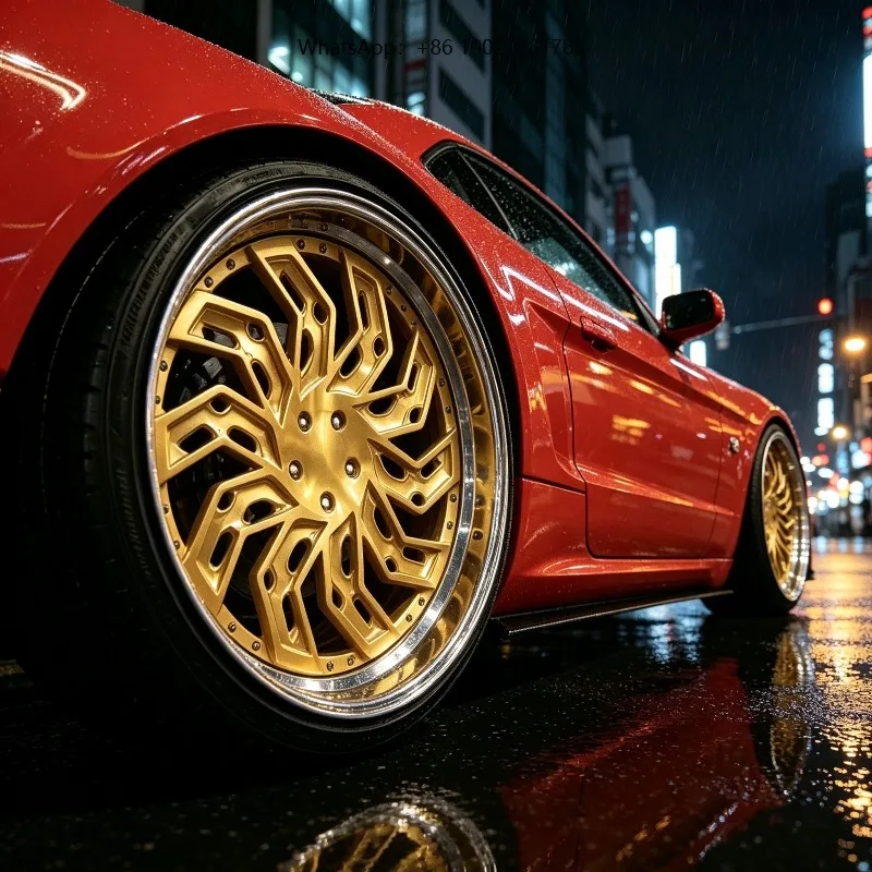 New Custom 8J 20 22 24 26 Inch Forged Aluminium Alloy 2-Piece Chrome Golden 5X114.3 5X112 5X120 Floating Center Cap Wheels