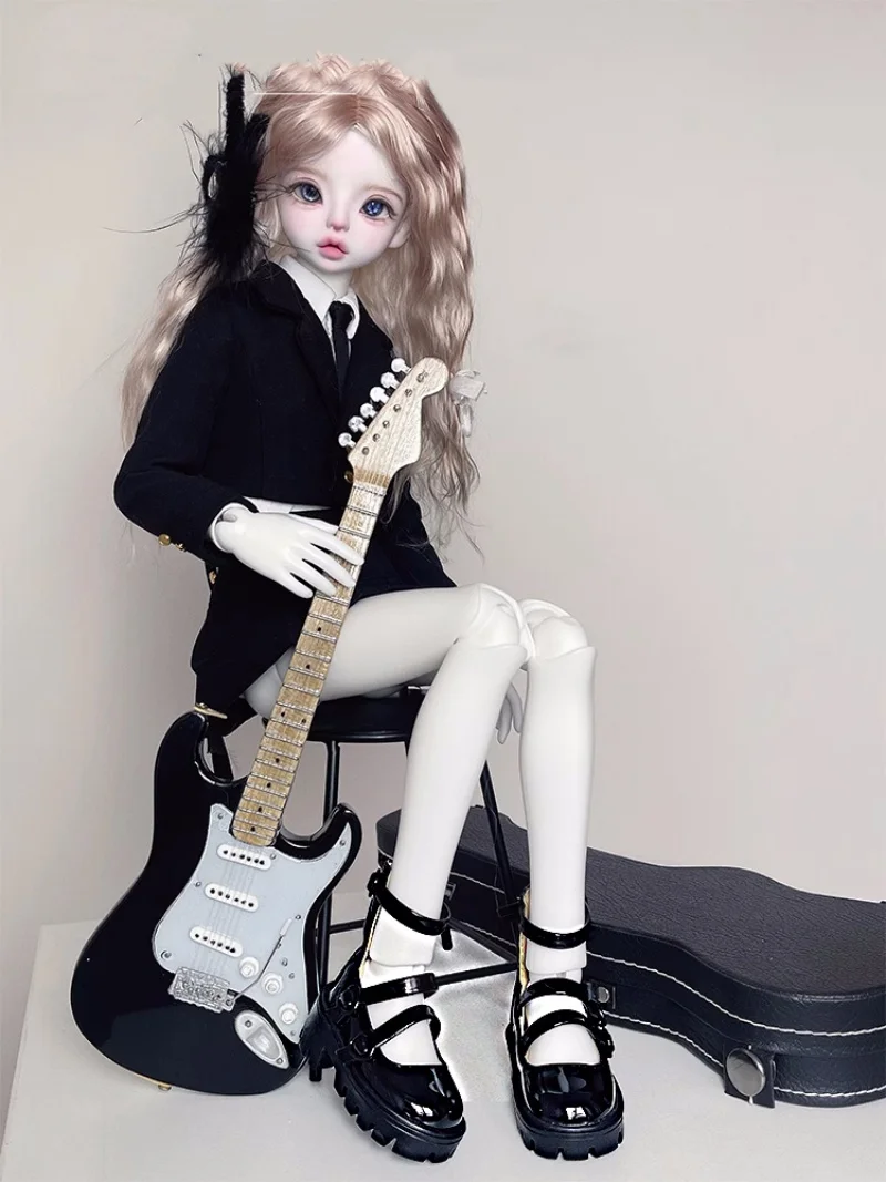 BJD Doll shoes suitable for 1/4 size black small leather shoes with thick soles jk uniform shoes doll accessories