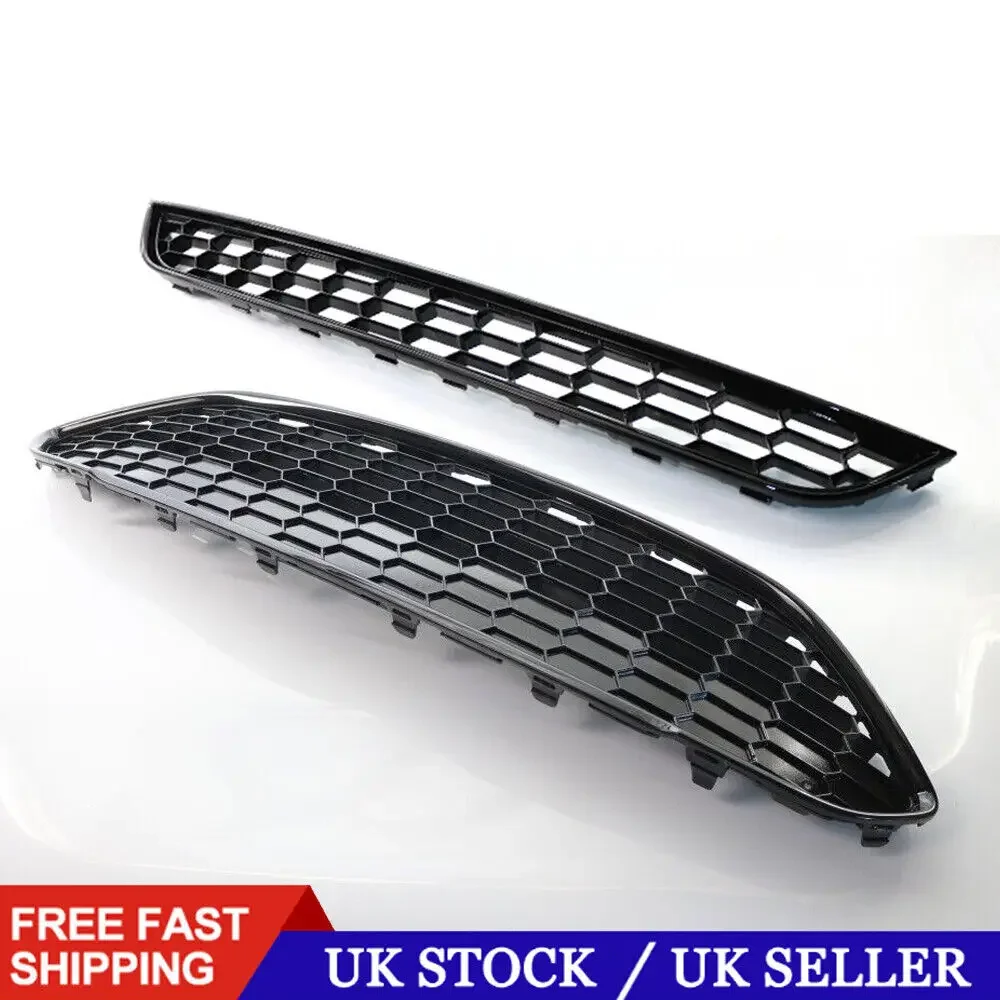 FOR FORD FIESTA MK7 BLACK ZETEC S HONEYCOMB FRONT UPPER & LOWER GRILLE 2013-2017