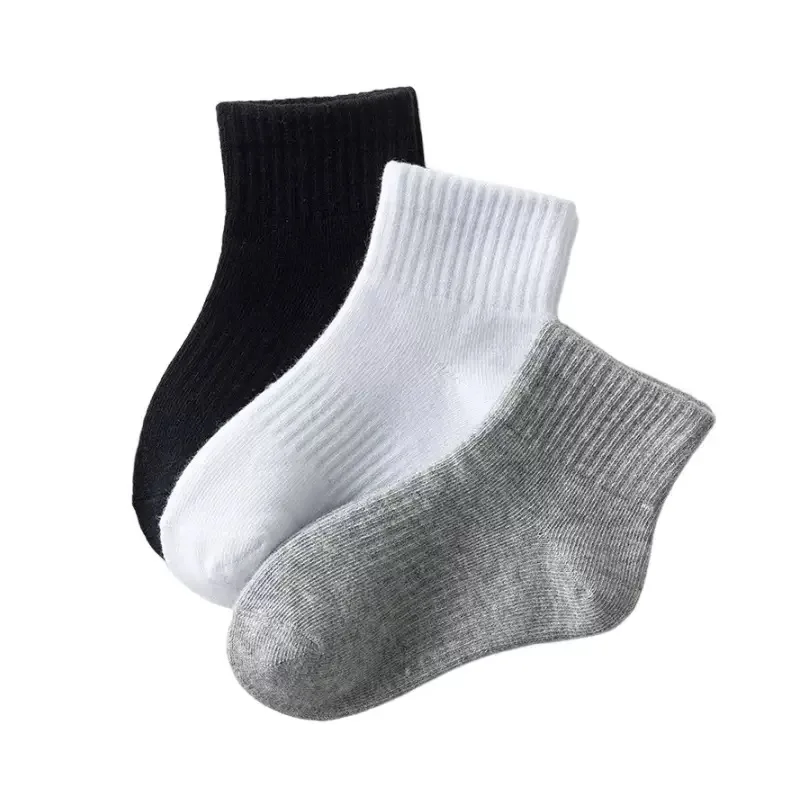 5 pares de calcetines de color liso para niños, niños y niñas, estudiantes, calcetines deportivos, cinturón absorbente de sudor de colores sólidos, calcetines deportivos informales