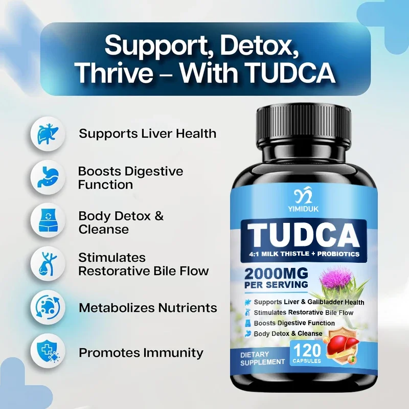 TUDCA Capsules - Bile Salt Supplement, Support Liver Detox & Cleansing, Antioxidant, Intestinal Gallbladder Health, Energy