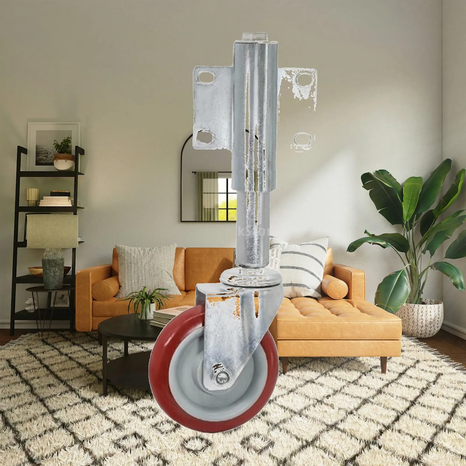 gate-caster-wheel-heavy-duty-retractable-spring-swivel-wheel-with-rectangular-mounting-plate-for-easy-installation