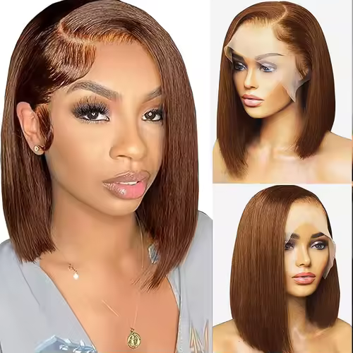 Bob Wig Human Hair 13x4 Hd Lace Front Human Hair Wigs For Black Women Glueless Lace Front Wigs Pre Plucked Pre Cut Straight Bob - Image 9