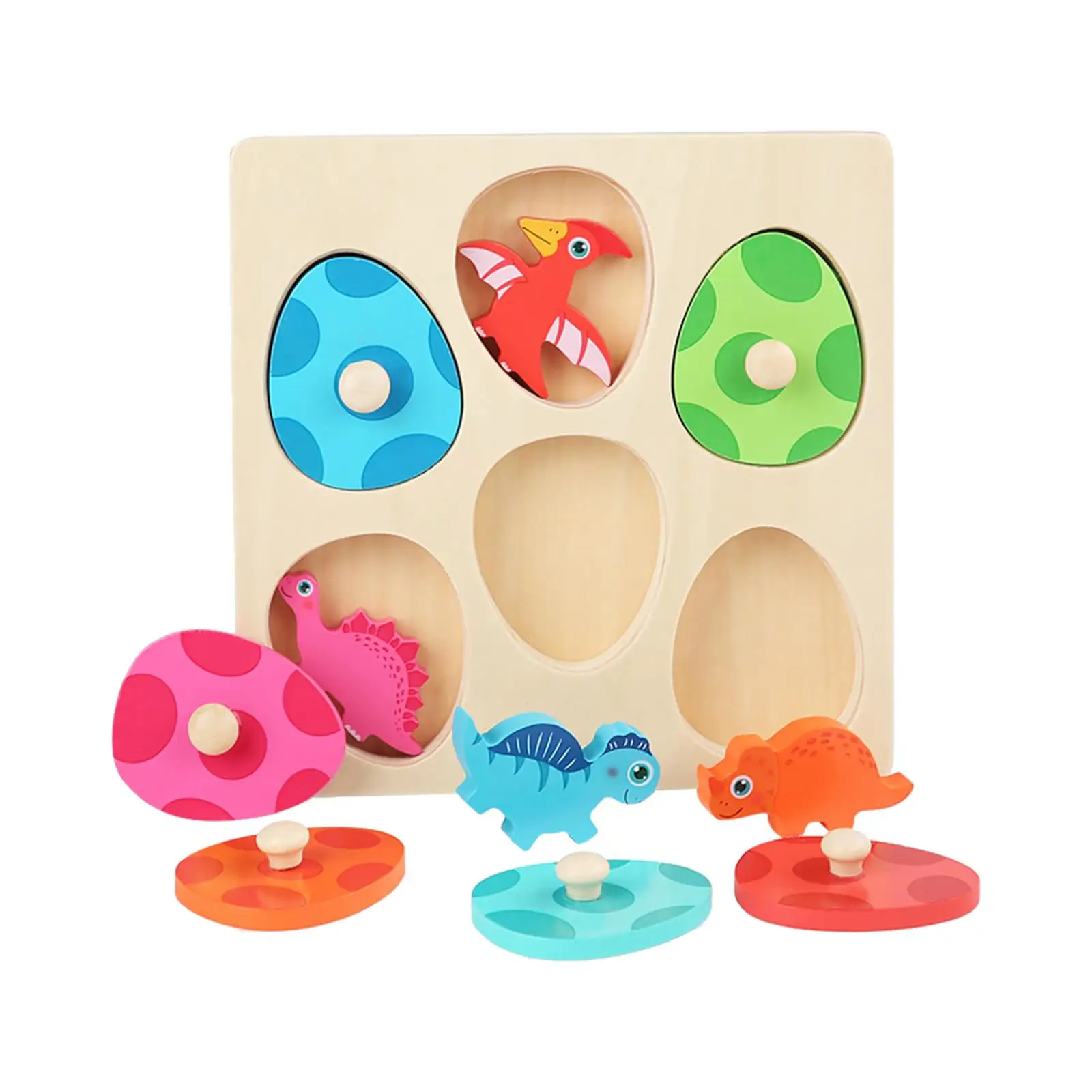 

Wooden Peg Puzzles Dinosaur Toy Developmental Toy Early Learning Jigsaw Puzzles for Boy Girls 1 2 3 Years Old Baby Children Gift