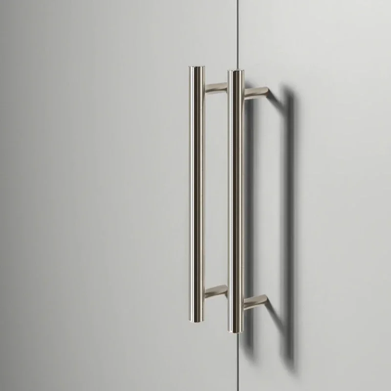 Halbkreisförmige Schubladengriffe, Küchenschrankknöpfe, Moderne Hochwertige Möbelgriffe aus Massivem Messing in Titan-Silber – Detail 2