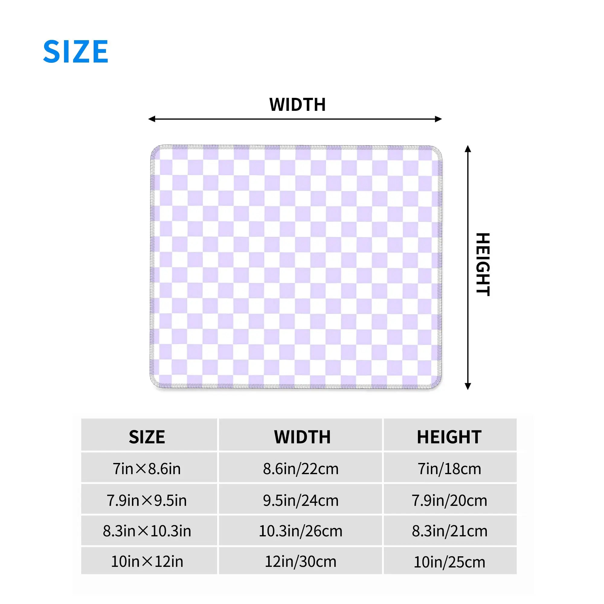White Pale Lavender Violet Checkerboard Mouse Pad Computer Keyboard Mouse Mat Gaming PC Laptop Desk Mat Accessories Table Mats