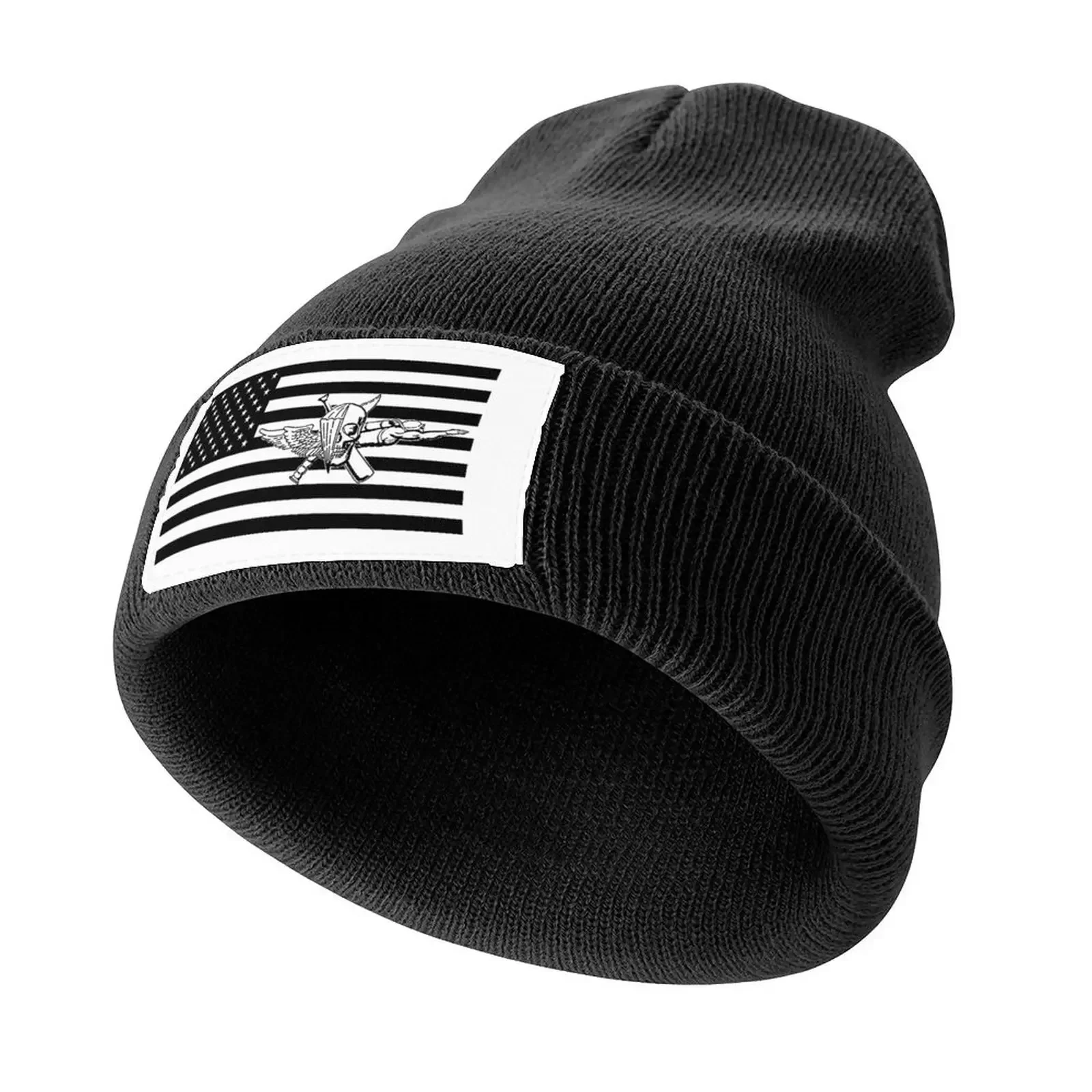 

Recon Jack Flag Black and White Knitted Cap Visor Snap Back Hat Kids Hat Sun Cap Women Caps Men's