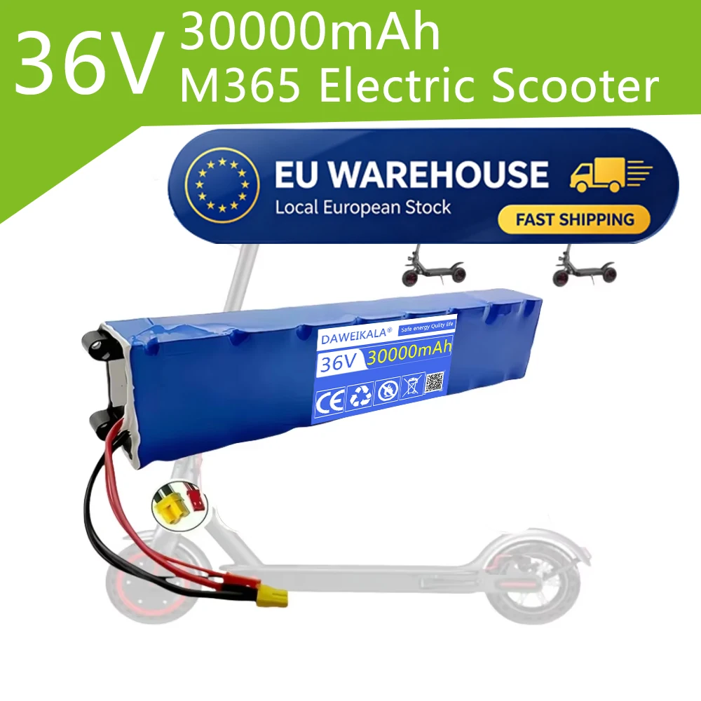 10S3P 36V 30Ah 18650 Wiederaufladbare Lithium-Batterie 250W-500W Leistung für Modifiziertes Fahrrad Elektroroller Fahrzeug BMS EU-Lager Schnelle Lieferung