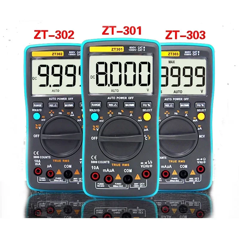 ZT301 ZT302 ZT303 Digital Multimeter 8000 9999 19999 Counts True RMS Multifunction AC/DC Voltage Temperature Capacitance Tester