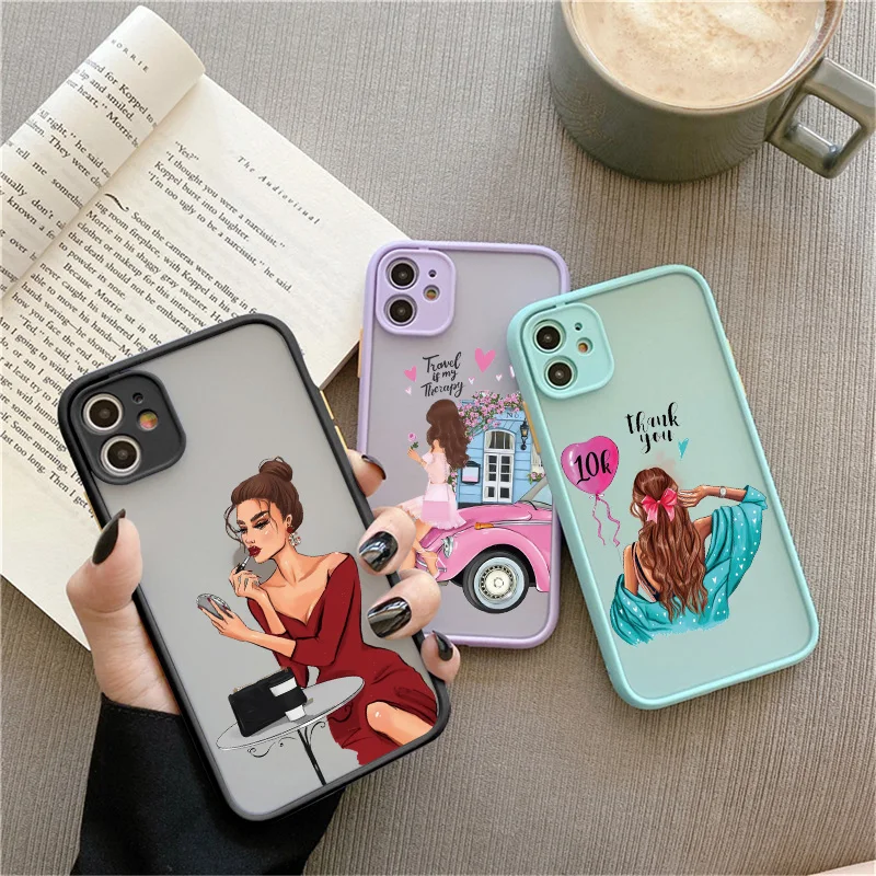 Fashion Beautiful Girl Case For iPhone 16 7 8 Plus SE2 14 15 13 12 11 16 Pro Max Phone Cover For iPhone X XR XS Shockproof Cover