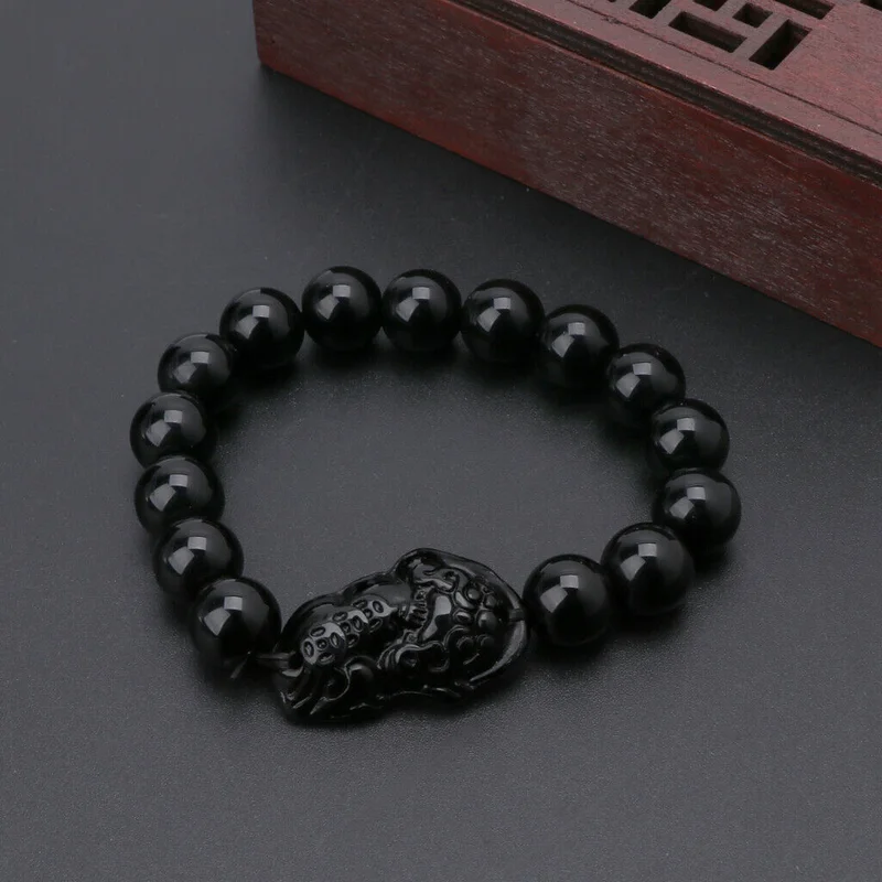 1pc Feng Shui  Pi Xiu Bracelet Attract Wealth and Good Luck Obsidian Stone Wealth Bracelet