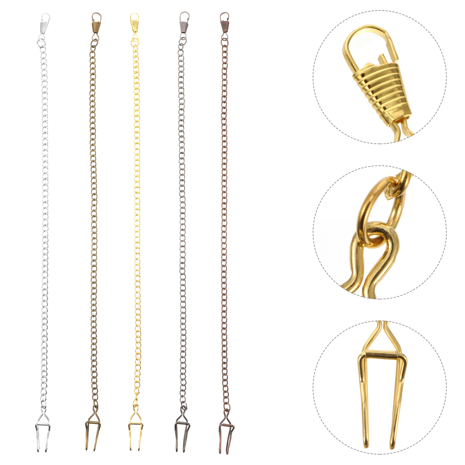 

5pcs Pocket Watch Chains Vintage Alloy Belt Handbag Keychains Hanging Metal Buckle Clasp Lobster Accessories