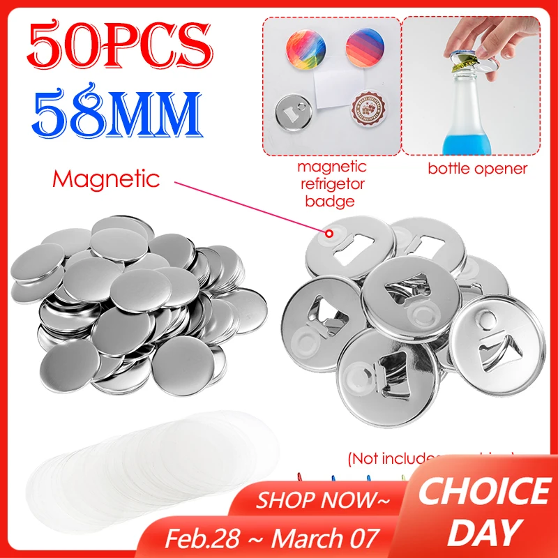 

50 шт. 58 мм, сделай сам, магнитный значок холодильника и открывалка для пивных бутылок, детали 2 в 1 для изготовления значков, аксессуары для машин