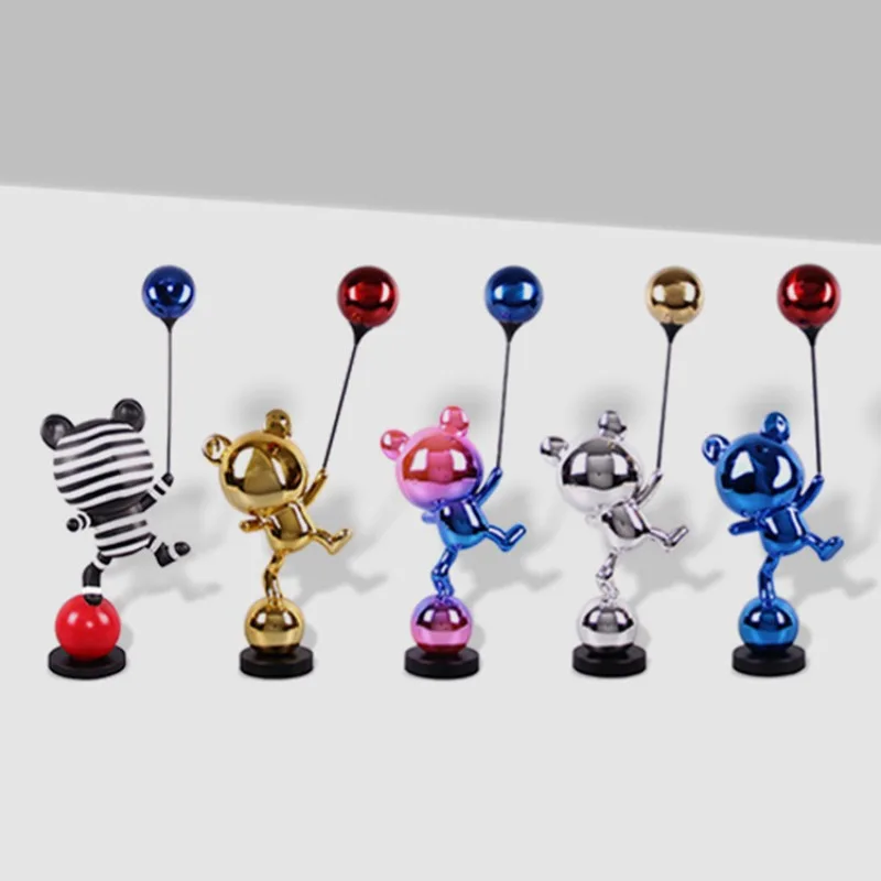 Floor-to-ceiling acrobatic bear cartoon sculpture ornament,  house entrance,  floor decoration balloon bear creativity