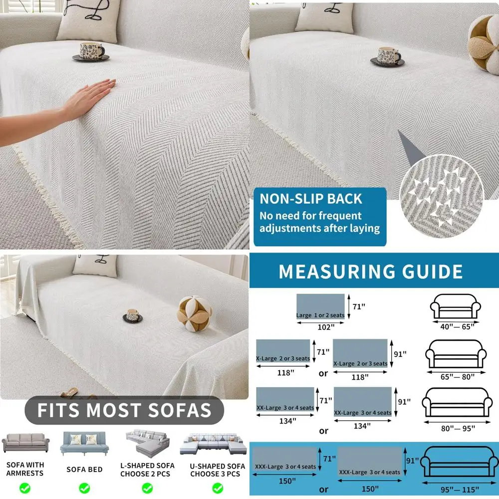 

Pet-Friendly Washable Sofa Cover for 3-Cushion Sectional Couch with Non-Slip Protection