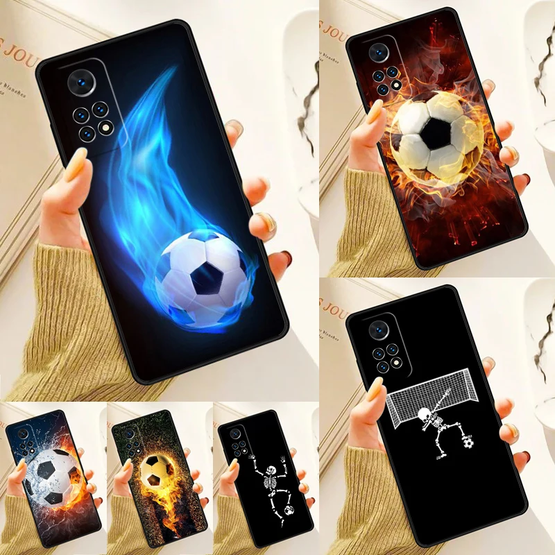 Fire Football Skeleton Soccer Ball Case For Samsung Galaxy S24 Plus S23 S20 S21FE Lite S22 Ultra Note 20 S8 S9 S10 Phone Coque