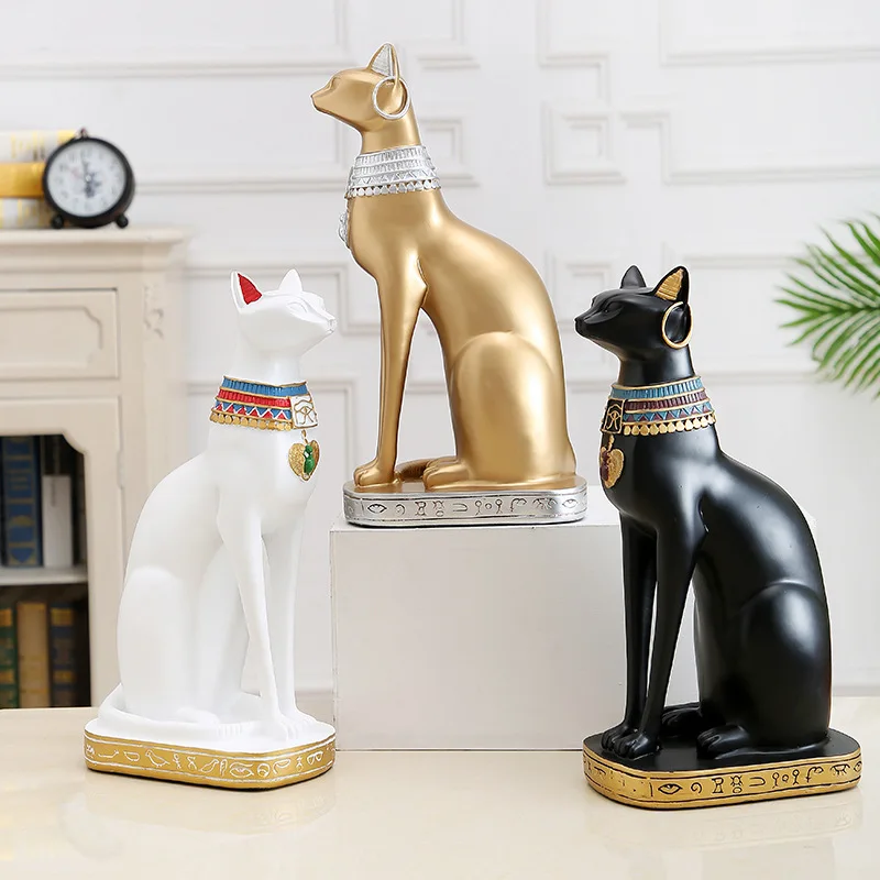 

Golden Egyptian Cat Resin Crafts Bar Decorations TV Cabinet Animal Resin Ornaments Decorative Figurines Home Accessories