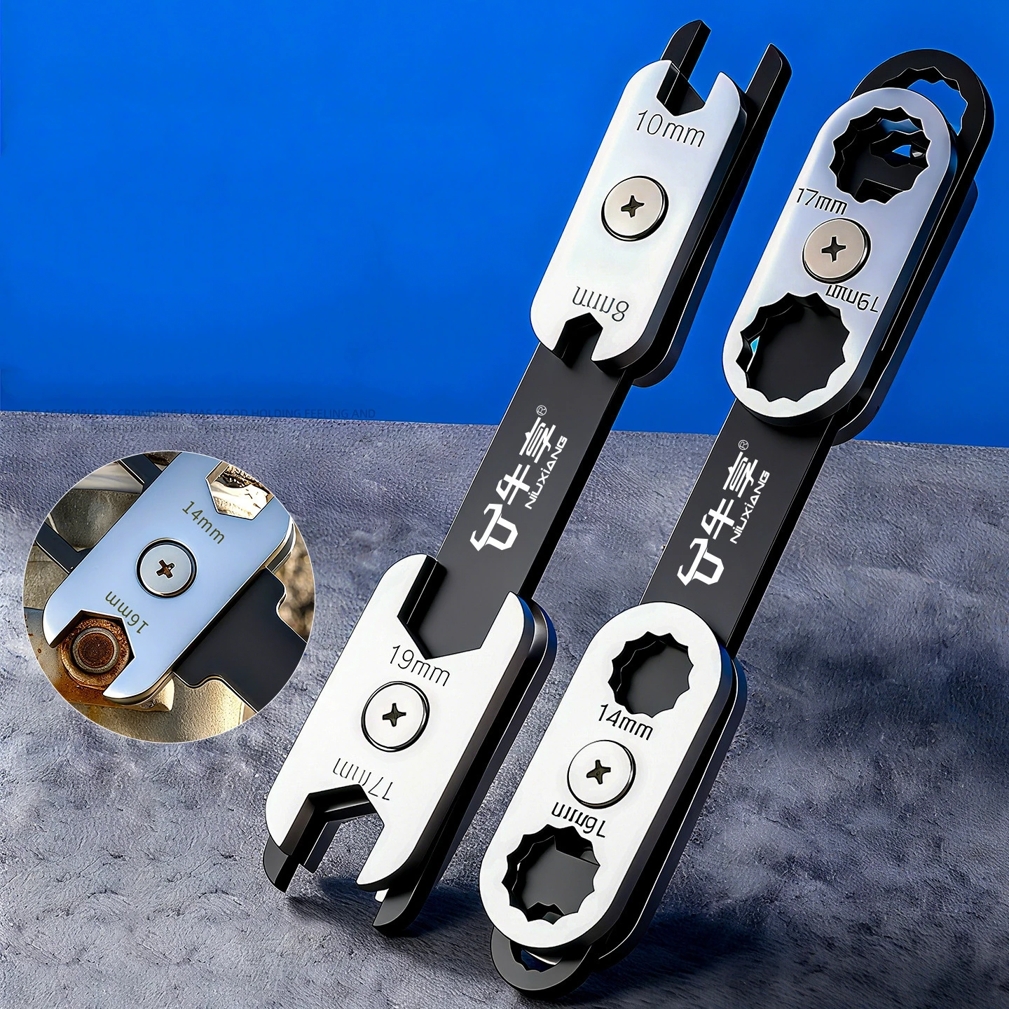 8 In1 Universal Torx Hex Wrench Plum Wrench Automotive Repair Wrench Adjustable Portable 360° Rotatable Mechanical Tool